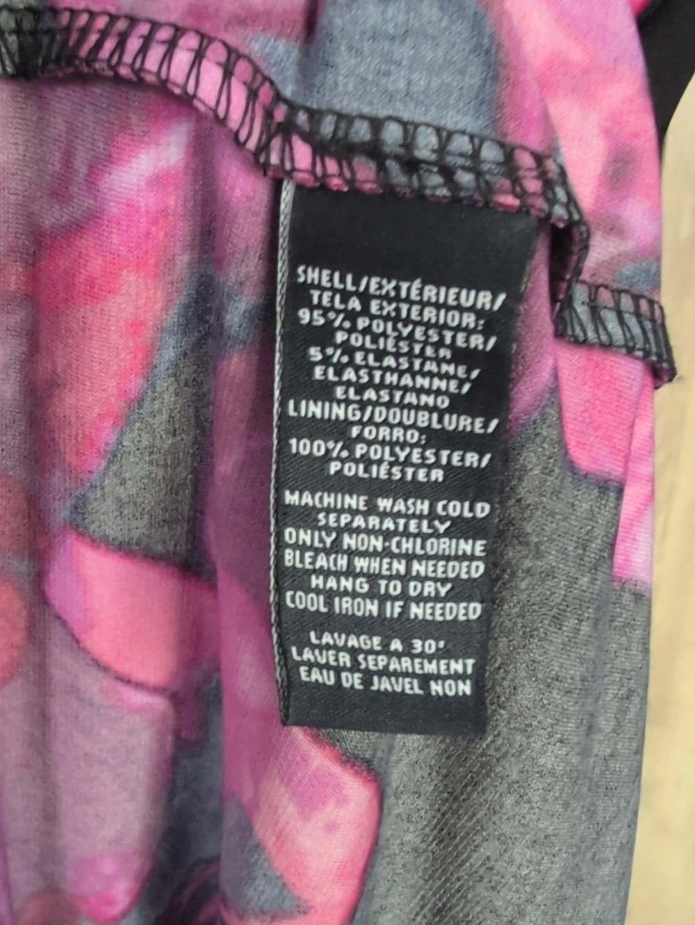 American Living Pink Purple Black Floral Faux Wrap V-Neck Dress - Women's 12 - Picture 5 of 6